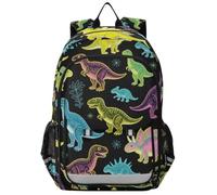 GuoChe Mochila con tapa abatible para niños, diseño de bestia primigenia | Tira reflectante con diseño de seguridad nocturna con múltiples compartimentos para niños de 6 a 12 años, escuela, viajes