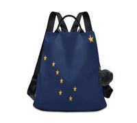 GuoChe - Mochila de moda para la escuela secundaria moderna para viajes, trabajo, uso diario con llavero de pompones, Alaska State Flag, talla única