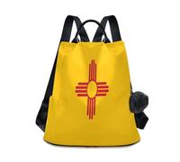GuoChe - Mochila de moda para la escuela secundaria moderna para viajes, trabajo, uso diario con llavero de pompones, New Mexico State Flag, talla única