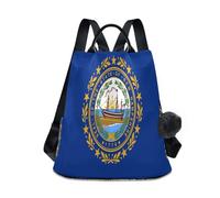 GuoChe Mochila de moda para la escuela secundaria, para viajes, trabajo, uso diario con llavero de pompón, New Hampshire State Flag, One Size, Mochilas de viaje