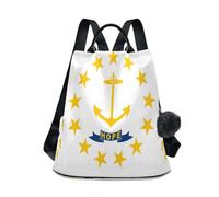 GuoChe Mochila de moda para la escuela secundaria, para viajes, trabajo, uso diario con llavero de pompón, Rhode Island State Flag, One Size, Mochilas de viaje