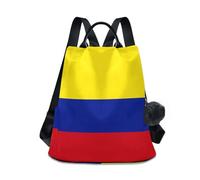 GuoChe Mochila de moda para mujer, a la moda para viajes, trabajo, uso diario con llavero de pompón, Bandera nacional de Colombia, One Size, Mochilas de viaje