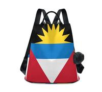 GuoChe Mochila de moda para mujer, a la moda para viajes, trabajo, uso diario con llavero de pompón, Bandera nacional de Antigua y Barbuda, One Size, Mochilas de viaje