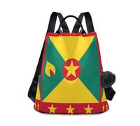 GuoChe Mochila de moda para mujer, a la moda para viajes, trabajo, uso diario con llavero de pompón, Bandera nacional de Granada, One Size, Mochilas de viaje