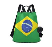 GuoChe Mochila de moda para mujer, a la moda para viajes, trabajo, uso diario con llavero de pompón, Bandera nacional de Brasil, One Size, Mochilas de viaje