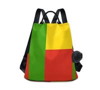 GuoChe Mochila de moda para mujer, a la moda para viajes, trabajo, uso diario con llavero de pompón, Bandera nacional de Benín, One Size, Mochilas de viaje