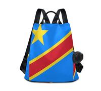 GuoChe Mochila de moda para mujer, a la moda para viajes, trabajo, uso diario con llavero de pompón, Bandera nacional de la República Democrática del, One Size, Mochilas de viaje