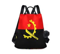 GuoChe Mochila de moda para mujer, a la moda para viajes, trabajo, uso diario con llavero de pompón, Bandera nacional de Angola, One Size, Mochilas de viaje