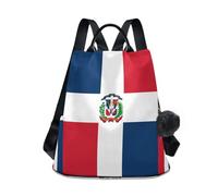 GuoChe Mochila de moda para mujer, a la moda para viajes, trabajo, uso diario con llavero de pompón, Bandera Nacional de República Dominicana, One Size, Mochilas de viaje