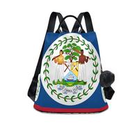 GuoChe Mochila de moda para mujer, a la moda para viajes, trabajo, uso diario con llavero de pompón, Bandera nacional de Belice, One Size, Mochilas de viaje