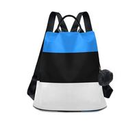 GuoChe Mochila de moda para mujer, a la moda para viajes, trabajo, uso diario con llavero de pompón, Bandera nacional de Estonia, One Size, Mochilas de viaje