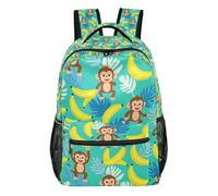 GuoChe Mochila duradera con múltiples bolsillos para niñas, gimnasio, libros, panda bambúes, boceto botánico, Primate Banana Tropical Print, Small