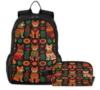 GuoChe Mochila escolar con bolsa de almuerzo para niños, mochila para laptop | Arte popular mexicano colorido perro floral sin costuras patrón vibrante estilo mexicano perros con girasoles