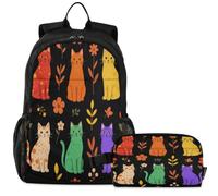 GuoChe Mochila escolar con bolsa de almuerzo para niños, mochila para laptop | Arte popular mexicano colorido perro floral sin costuras patrón vibrante estilo mexicano perros con girasol