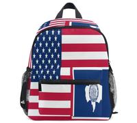 GuoChe - Mochila escolar para niñas y niños pequeños, talla S, Bandera de los Estados Unidos Wyoming, M