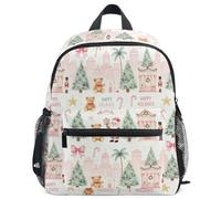GuoChe - Mochila escolar para niñas y niños pequeños, talla S, Blush Coquette Navidad Collage clásico, M