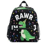 GuoChe - Mochila escolar para niñas y niños pequeños, talla S, Three Rawr I'm 3 Years Old T Rex Dinosaur 3rd Birthday Boys, S