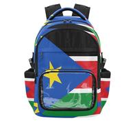 GuoChe Mochila escolar transparente de gran capacidad, mochila de viaje para estudiantes, entrenamiento escolar, edad 7-18 años, Bandera nacional de Sudán del Sur, One Size, Mochilas escolares para