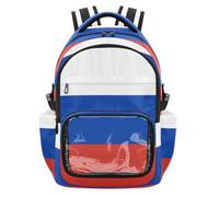 GuoChe Mochila escolar transparente de gran capacidad, mochila de viaje para estudiantes, entrenamiento escolar, edad 7-18 años, Bandera nacional de Rusia, One Size, Mochilas escolares para niños