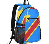 GuoChe Mochila para computadora resistente al agua, se adapta a laptop de 14 pulgadas con hebilla de correa lateral para viajes, Bandera nacional de la República Democrática del Congo, One Size
