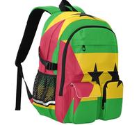 GuoChe Mochila para estudiantes resistente al desgaste, talla única con hebilla magnética para mochila escolar, Bandera Nacional de Santo Tomé y Príncipe, One Size