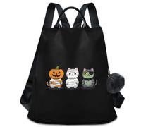 GuoChe Mochila para mujer, antirrobo, a la moda, mochila de hombro | Divertida Halloween monstruo gatos, calabaza, momia, zombi, amantes de los gatos