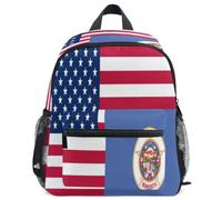GuoChe Mochila para niños pequeños, niñas, niños, mochila escolar S, Bandera de Estados Unidos y Minnesota, Medium, Mochila de día