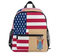 GuoChe Mochila para niños pequeños, niñas, niños, mochila escolar S, Bandera de los Estados Unidos, Nueva Jersey, M