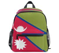 GuoChe Mochila para niños pequeños, niñas, niños, mochila escolar S, Bandera de Nepal, M