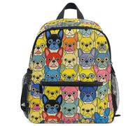 GuoChe Mochila para niños pequeños, niñas, niños, mochila escolar S, Bulldog Francés Frenchie - Perros lindos con patrón de gafas, M