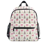 GuoChe Mochila para niños pequeños, niñas, niños, mochila escolar S, Preppy Blush Bow - Árbol de Navidad con estrella y pan de jengibre, Medium, Mochila de día