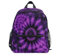 GuoChe Mochila para niños pequeños, niñas, niños, mochila escolar S, Sunburst Tie Dye Morado Negro, S