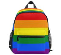 GuoChe Mochila para niños pequeños, niñas, niños, mochila escolar S, Vibrante patrón de rayas arcoíris, Small, Mochila de día