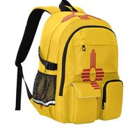 GuoChe Mochila para portátil de 14 pulgadas resistente al desgaste con tiras reflectantes para adolescentes de 7 a 18 años, New Mexico State Flag, One Size, Mochilas básicas multiusos