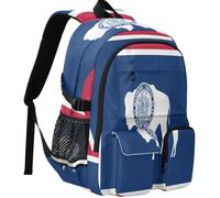 GuoChe Mochila para portátil de 14 pulgadas resistente al desgaste con tiras reflectantes para adolescentes de 7 a 18 años, Bandera del estado de Wyoming (Wyoming State Flag), One Size, Mochilas
