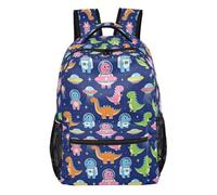 GuoChe Mochila resistente y ligera para niños, mochila de viaje diario, mochila de libros Dark Tropic Ancient Reptile Mix, Patrón de dinosaurios en el espacio, S