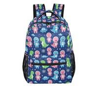 GuoChe Mochila resistente y ligera para niños, mochila de viaje diario, mochila de libros Dark Tropic Ancient Reptile Mix, Patrón de dinosaurios en el espacio, M