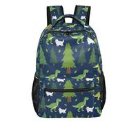 GuoChe Mochila resistente y ligera para niños, mochila de viaje diario, mochila de libros Dark Tropic Ancient Reptile Mix, Dark Forestland Prehistoric, Small