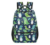 GuoChe Mochila resistente y ligera para niños, mochila de viaje diario, mochila de libros Dark Tropic Ancient Reptile Mix, Criatura de dibujos animados apilada color crema, S