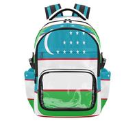 GuoChe Mochila transparente para niños para la escuela, bonita mochila resistente con costuras de correa reforzadas para la escuela, universidad, viajes, edades de 7 a 18 años, Bandera de Uzbekistán