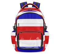 GuoChe Mochila transparente para niños y niñas de 7 a 18 años para la escuela, gran capacidad, transparente, Bandera nacional de Costa Rica, One Size, Mochilas escolares para niños