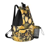 GuoChe Mochilas con cordón para gimnasio, natación, con bolsillos interiores, bolsa de cuerda impermeable, Chic Lemons Limes Black, One Size, Mochilas escolares para niños