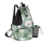 GuoChe Mochilas con cordón para gimnasio, natación, con bolsillos interiores, bolsa de cuerda impermeable, Chic Flower and Whites Green, One Size, Mochilas escolares para niños
