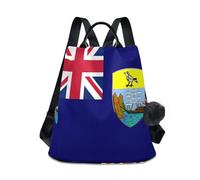 GuoChe Mochilas de moda antirrobo para la universidad para compras diarias con llavero de pompón, Bandera de Santa Elena, Ascensión y Tristán Da, One Size, Mochilas de viaje