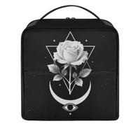 GuoChe Neceser de maquillaje con diseño de luna creciente, rosa, gótico, pueblo, bruja