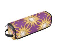 GuoChe Organizador 2 en 1 de herramientas para el cabello y tapete resistente al calor, resistente al agua, estuche de viaje para planchas planas, alisadores, rizadores, elegantes flores amarillas