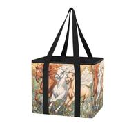 GuoChe Organizador de maletero de coche, bolsas de compras reutilizables, diseño colorido de arte colorido, bolsa de mano plegable con parte inferior dura y asas largas para SUV, auto, camión