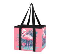 GuoChe Organizador de maletero de coche, bolsas de compras reutilizables para comestibles, pequeño flamenco, bolsa de mano extragrande con parte inferior dura y asas largas para salidas de picnic