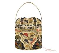 GuoChe Orgulloso anciano con fondo militar, bandera de veteranos de Estados Unidos, bolsa de almacenamiento de hilo de Estados Unidos, soporte de bolas de hilo, bolsas de almacenamiento portátil para