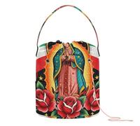 GuoChe Our Lady De Guadalupe Virgen María Bandera Mexicana Organizador de hilo para manualidades, bolsa de almacenamiento portátil para agujas de tejer, organizador de tejer
